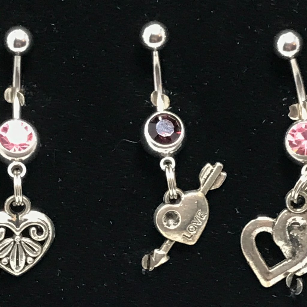 Small Heart Dangle Belly Rings
